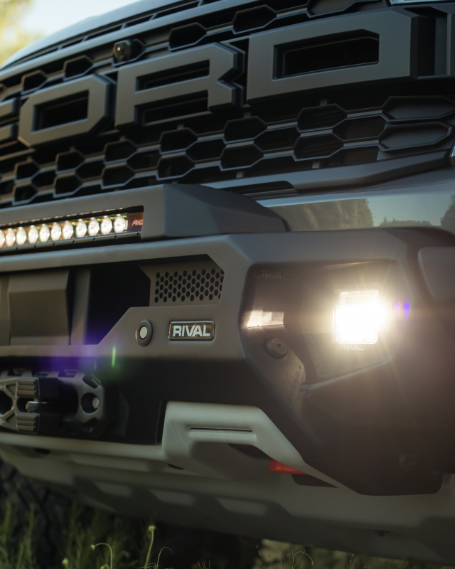 Ford Ranger Raptor Front Bumper - Rival 4x4 - Aluminum w/Winch Mount and Recovery Points - `24-`26